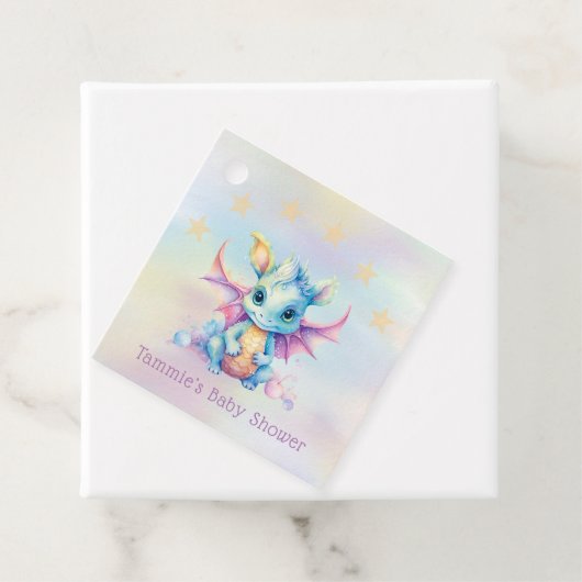 パステルかわいいドラゴンガール赤ちゃんシャワー フェイバータグ (インサイチュ)