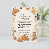 パステルかわいいハロウィンパーティー招待状 – 編集可能 招待状 (スタンド正面)