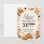 パステルかわいいハロウィンパーティー招待状 – 編集可能 招待状 (正面/裏面)
