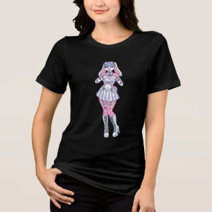 パステルかわいいバニーガールフューリーTシャツ トライブレンドTシャツ