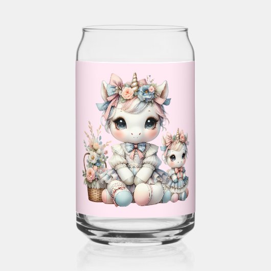 パステルかわいいユニコーンマザー娘デュオピンク ガラス缶 (裏面)