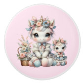 パステルかわいいユニコーンマザー娘デュオピンク セラミックノブ (正面)