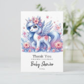 パステルかわいいユニコーン赤ちゃんシャワー サンキューカード (スタンド正面)