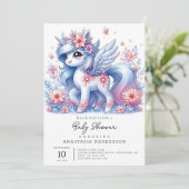 パステルかわいいユニコーン赤ちゃんシャワー 招待状 (スタンド正面)