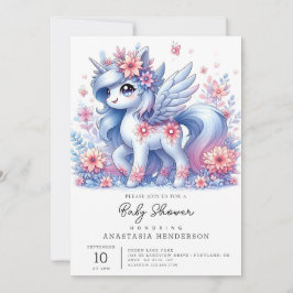 パステルかわいいユニコーン赤ちゃんシャワー 招待状
