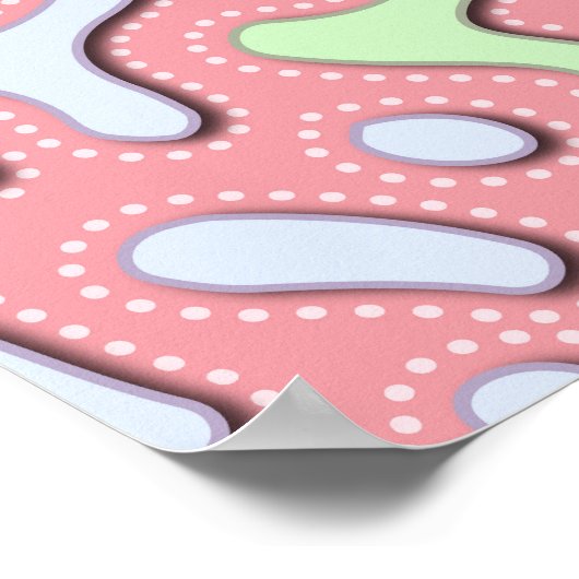 パステルかわいい抽象芸術カラフルスクイグルデザイン ポスター (角)