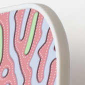 パステルかわいい抽象芸術カラフル（ばちゃばちゃ）跳ねるデザイン ピックルボールラケット (左詳細)