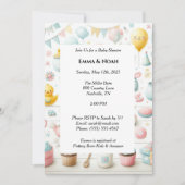 パステルかわいい赤ちゃんシャワー 招待状 (正面)