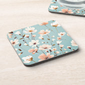 パステルかわいらしの花の模様、AI生成、 コースター (左側)