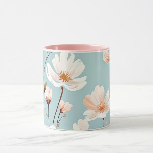 パステルかわいらしの花の模様、AI生成、 マグカップ (中央)