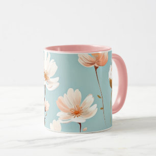 パステルかわいらしの花の模様、AI生成、 マグカップ