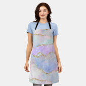 パステルかわいらしアゲート |金ゴールドグリッター静脈水彩 エプロン (着用した状態)