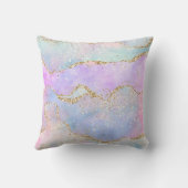 パステルかわいらしアゲート |金ゴールドグリッター静脈水彩 クッション (裏面)