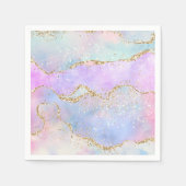 パステルかわいらしアゲート |金ゴールドグリッター静脈水彩 スタンダードカクテルナプキン (正面)