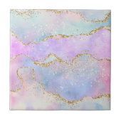 パステルかわいらしアゲート |金ゴールドグリッター静脈水彩 タイル (正面)