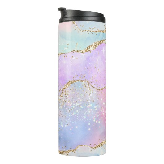 パステルかわいらしアゲート |金ゴールドグリッター静脈水彩 タンブラー (回転右)