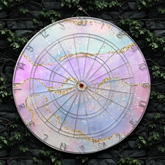 パステルかわいらしアゲート |金ゴールドグリッター静脈水彩 ダーツボード