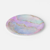 パステルかわいらしアゲート |金ゴールドグリッター静脈水彩 ペーパープレート (アングル)