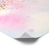 パステルかわいらしアゲート |金ゴールドグリッター静脈水彩 ポスター (角)