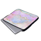 パステルかわいらしアゲート |金ゴールドグリッター静脈水彩 ラップトップスリーブ (正面下部)