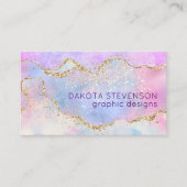 パステルかわいらしアゲート |金ゴールドグリッター静脈水彩 名刺 (正面)