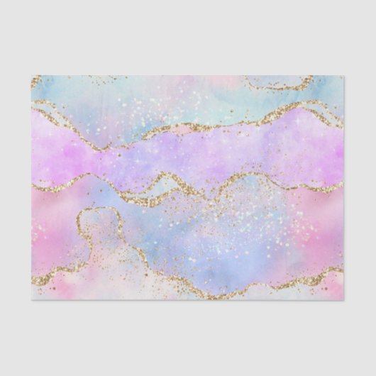 パステルかわいらしアゲート |金ゴールドグリッター静脈水彩 薄葉紙 (正面)