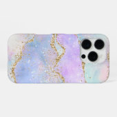 パステルかわいらしアゲート |金ゴールドグリッター静脈水彩 iPhoneケース (裏面横)