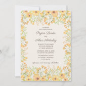 パステルかわいらしイエローウォーターカラーフラワー結婚ズ 招待状 (正面)