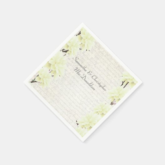 パステルかわいらしイエローフローラカントリー結婚式 スタンダードカクテルナプキン (角)