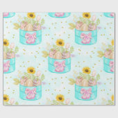 パステルかわいらしイースターカラフルバスケット ラッピングペーパー (フラット)