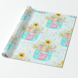 パステルかわいらしイースターカラフルバスケット ラッピングペーパー