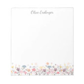 パステルかわいらしウォーターカラーの花パーソナライズされた ノートパッド (正面)