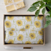 パステルかわいらしウォーターカラーイエローヒマワリ 薄葉紙 (ギフト)