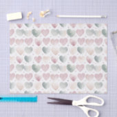 パステルかわいらしウォーターカラーハートパターン 薄葉紙 (クラフト)
