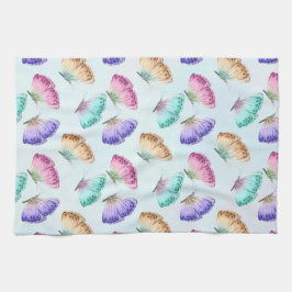 パステルかわいらしウォーターカラーバタフライパターン キッチンタオル