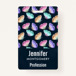 パステルかわいらしウォーターカラーバタフライパターン バッジ