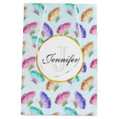 パステルかわいらしウォーターカラーバタフライパターン ミディアムペーパーバッグ (裏面)
