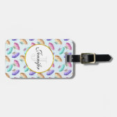 パステルかわいらしウォーターカラーバタフライパターン ラゲッジタグ (正面横)