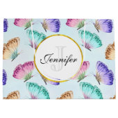 パステルかわいらしウォーターカラーバタフライパターン ラージペーパーバッグ (裏面)