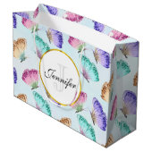 パステルかわいらしウォーターカラーバタフライパターン ラージペーパーバッグ (裏面アングル)