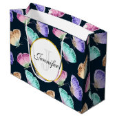パステルかわいらしウォーターカラーバタフライパターン ラージペーパーバッグ (裏面アングル)