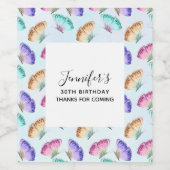 パステルかわいらしウォーターカラーバタフライパターン ワインラベル (シングルラベル)