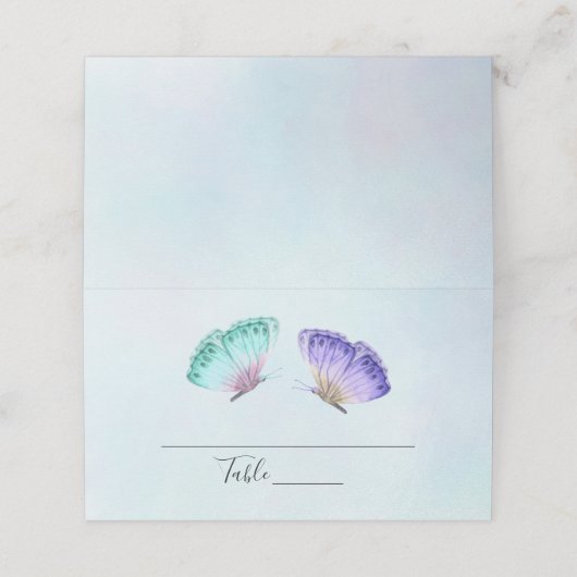 パステルかわいらしウォーターカラーバターライフル プレイスカード (外部開封)