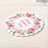 パステルかわいらしウォーターカラーバラリース ペーパーコースター (アングル)