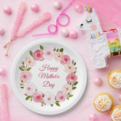 パステルかわいらしウォーターカラーバラリース ペーパープレート (パーティー)