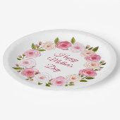 パステルかわいらしウォーターカラーバラリース ペーパープレート (アングル)