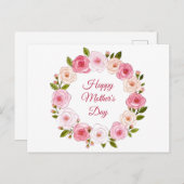 パステルかわいらしウォーターカラーバラリース ポストカード (正面/裏面)