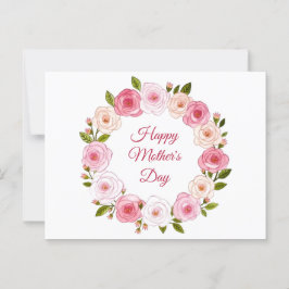 パステルかわいらしウォーターカラーバラリース ポストカード