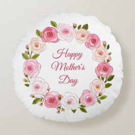 パステルかわいらしウォーターカラーバラリース ラウンドクッション