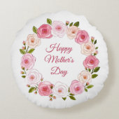 パステルかわいらしウォーターカラーバラリース ラウンドクッション (裏面)